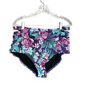 Swimsuits for All Bikini Bottom Floral High Waist Size 16